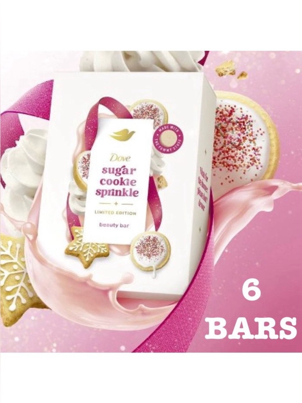Dove Sugar Cookie Sprinkle Soap Bar Lot Limited Edition Holiday Treats NWT